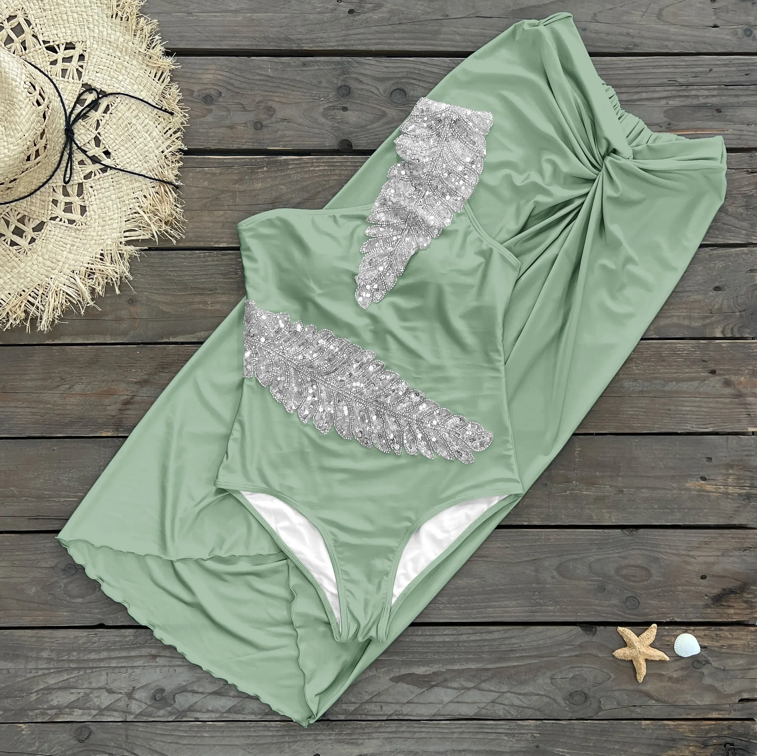 2024 جديد مثير كشكش مجموعة البكيني المطبوعة البرازيلي Biquini النساء ملابس السباحة تنورة ثوب السباحة الفتيات الصيف بحر فستان