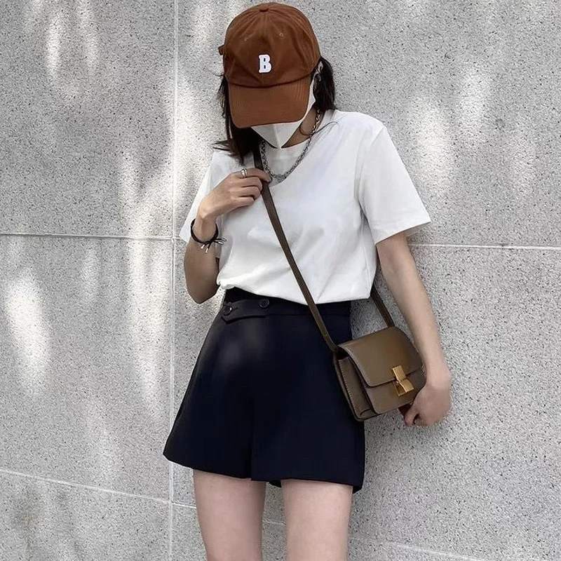 ショーツ女性オフィスルック夏通気性エンパイア原宿入札インボトムスタイリッシュなストリート韓国ルーズオールマッチズボン