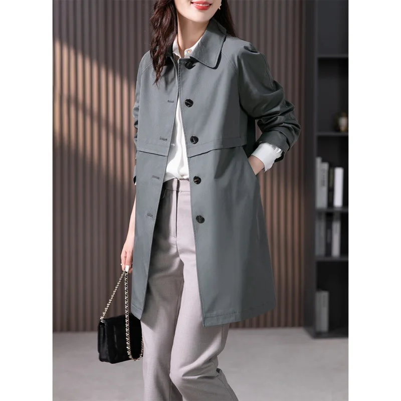 Original British Style Trench Coat Women Medium Length 2024 Spring New Korean Version High-End Feeling Slimming Straight Jacket