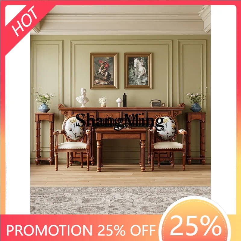 

CL bar case offering table Buddhist hall mahogany eight immortals table Rural hall middle hall six-piece set