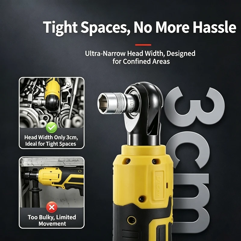 90-degree Adjustable Electric Ratchet Wrench 50N.m Torque Wrench Screwdriver To Remove Screw Nut Automobile Maintenance Tool