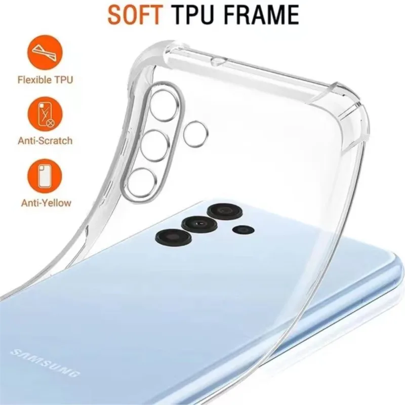 Odporne na wstrząsy etui na telefon Samsung Galaxy A15 A25 A35 A55 A05 A04 A14 A34 A54 A03 A13 A23 A33 A53 A73 A32 A52 A72 Przezroczyste etui — zdjęcie 3
