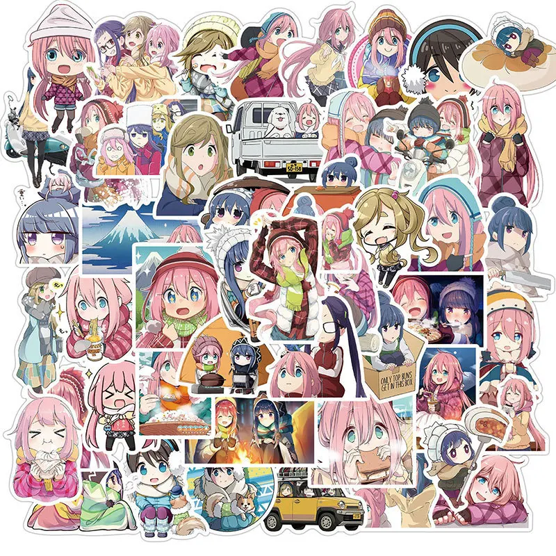 

50pcs Anime Laid-Back Camp Series Graffiti Stickers Suitable for Helmets Desktop Wall Decoration DIY Sticker Pack Wholesale