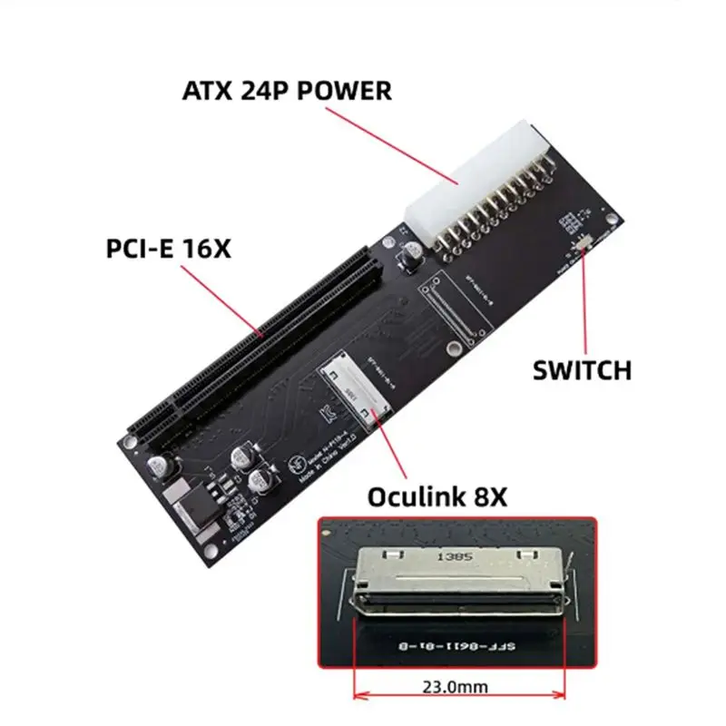 Exquisite-2X Oculink SFF-8612 8X To PCIE X16 PCI-Express Adapter With ATX 24Pin Power Port For Mainboard Graphics Card