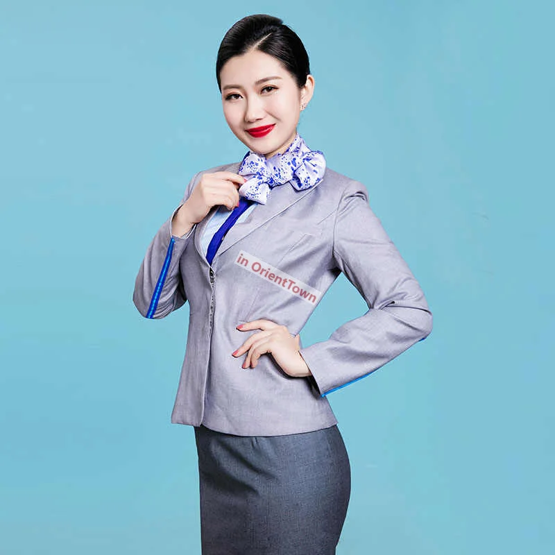 Stewardess Emcee Vocational College Dress Code Japenese Airline Training  Interview Work Suit ANA Flight Attendant Uniform in012 - AliExpress  200000532