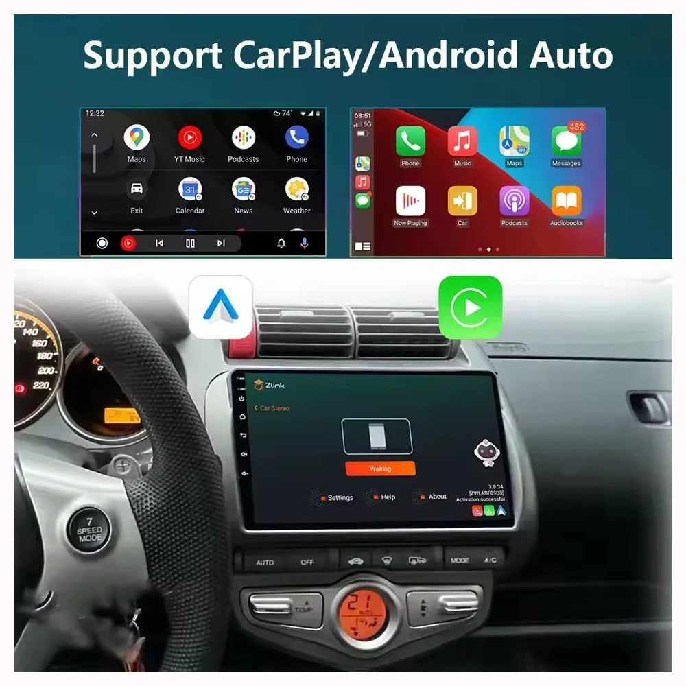 Android 14 2 Din Car Multimedia Player For Honda Jazz City 2006 Head Unit Stereo GPS Navigation BT WIFI