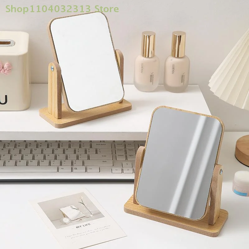 1PC Sunflower Wooden Vanity Mirror with Adjustable Stand Clear Personal Use Makeup Base Desktop for Home & Bathroom