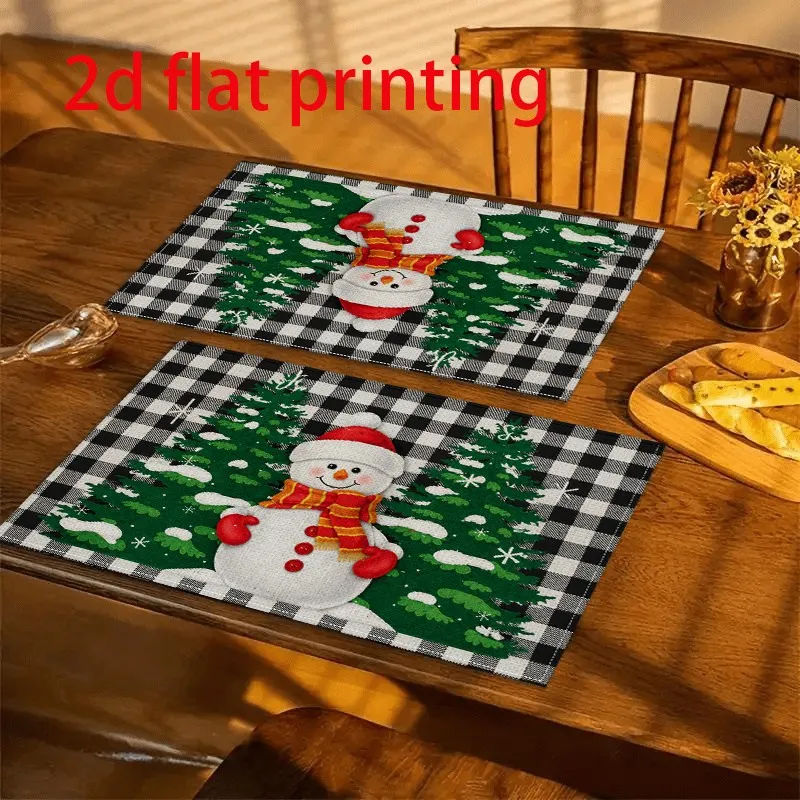 VIKAMA Christmas Linen Placemats, Vintage Red Truck Puppies Wreath, Machine Washable Durable, Kitchen Festive Dinner