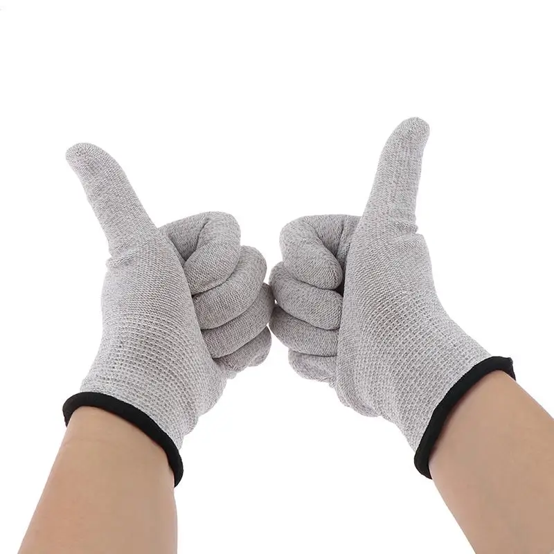 1 pair Muscle Electrostimulator Gloves Breathable Fiber Gloves Body Massage Device Accessories Silver Fiber Conductive