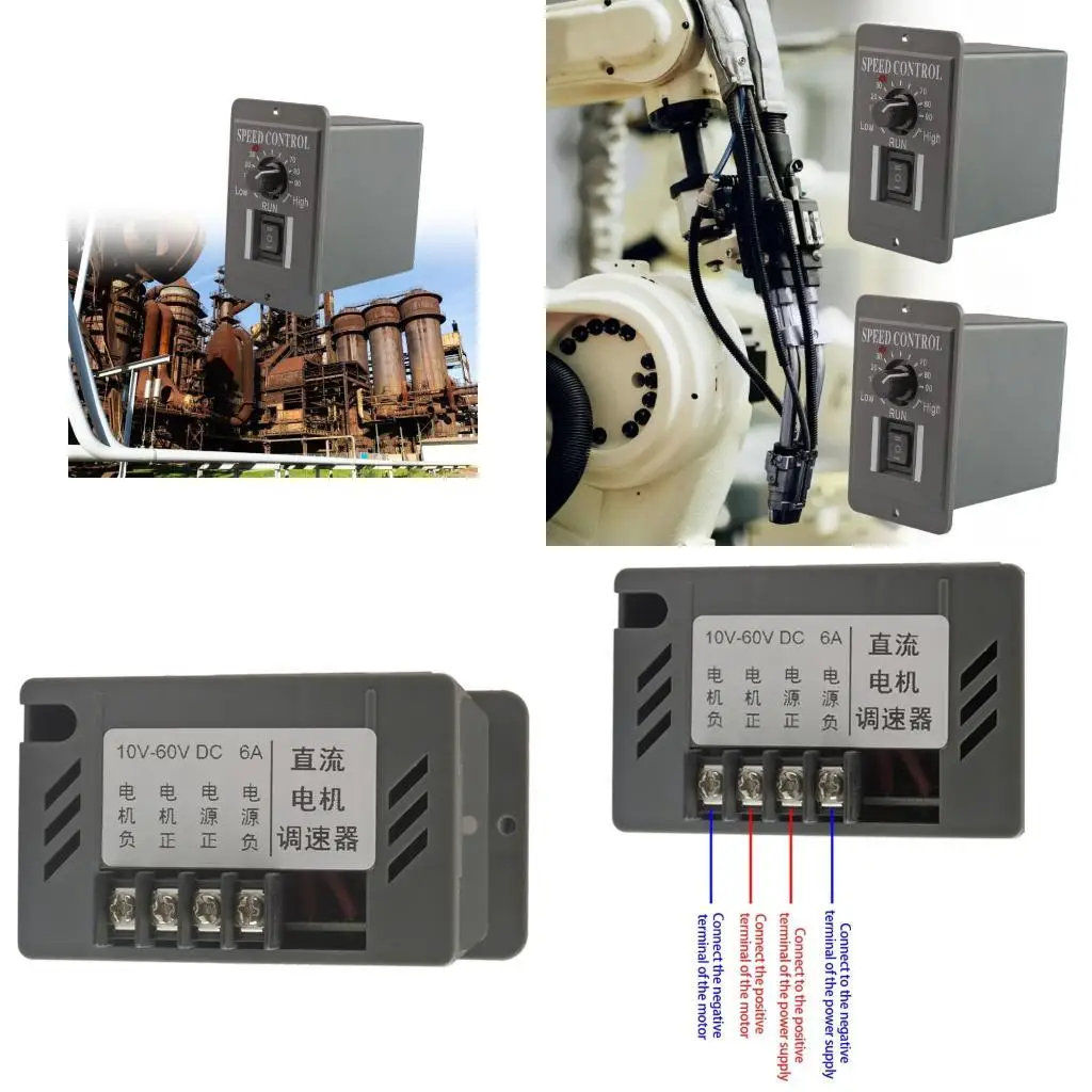 

652F Professional Motor Speed Controllers 10 to 60V 6A Forward Reverse Switches Speed Control for Packaging Machine Tool