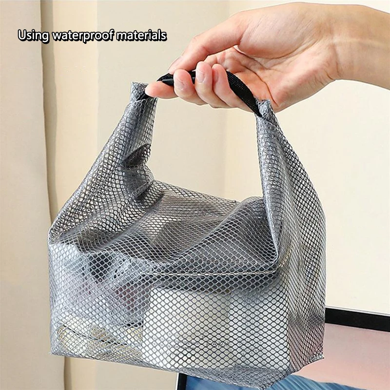 Saco de compras portátil, Snap, Toiletry Bag, transparente, impermeável sacola, saco de armazenamento de cosméticos, bolsa