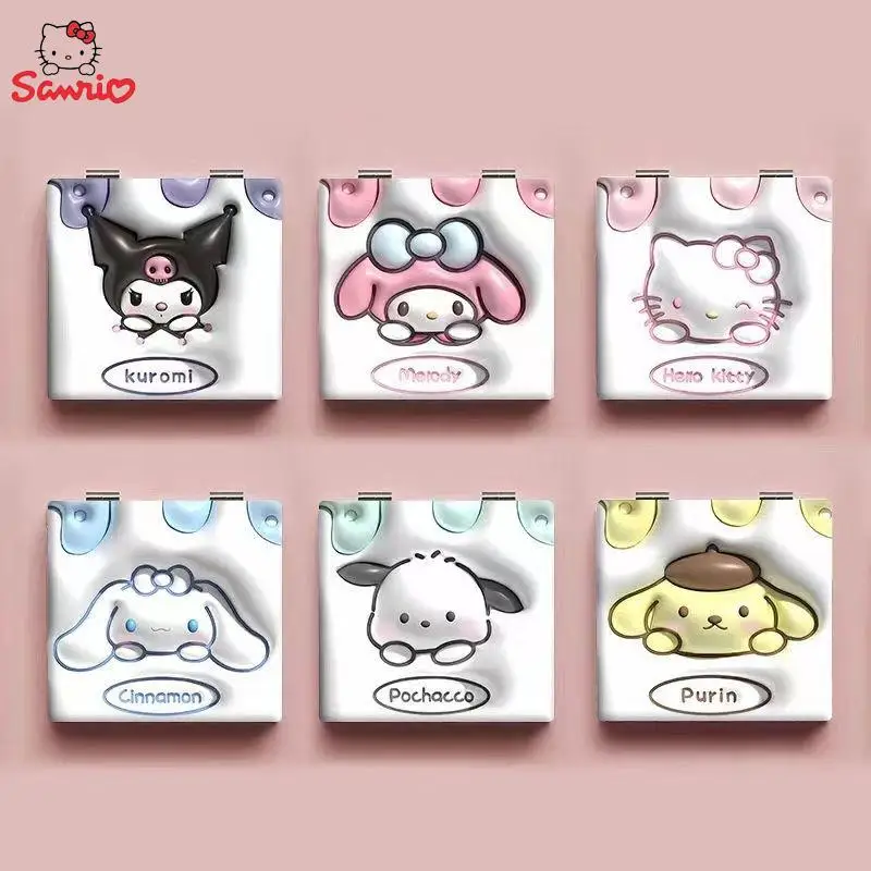 

Anime Sanrio Folding Portable Makeup Mirror Hello Kitty My Melody Kuromi Cinnamoroll Pochacco Hand-Held Cosmetic Mirror Gifts