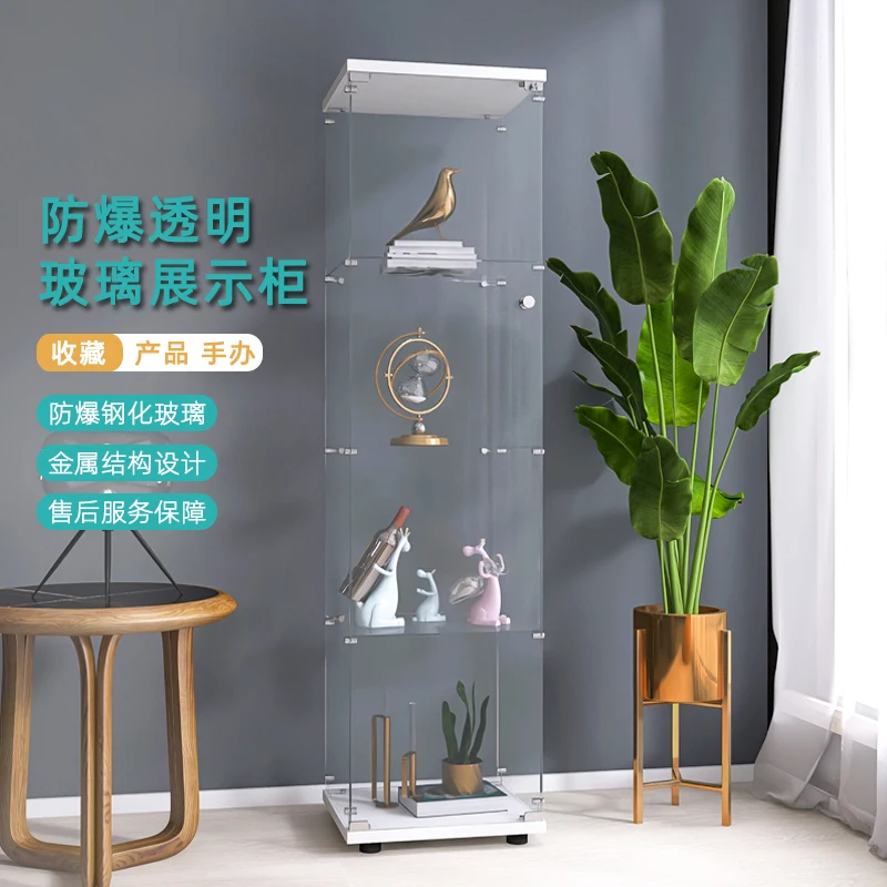 

Glass Display Cabinet Figure Lego Display Box Transparent Wine Cabinet Shelf Cosmetics Storage Box Household Display Stand