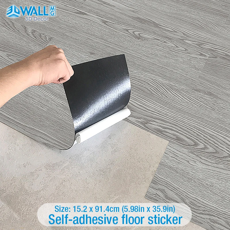 10pcs 3D Self-Adhesive Wood Grain Floor Wallpaper Modern PVC Floor Wall Sticker Waterproof Living Room Toilet Kitchen Home Decor