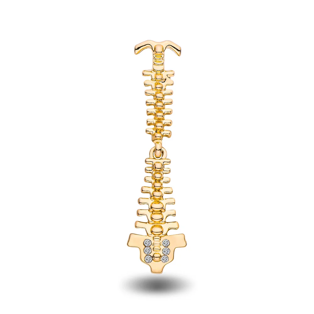 Movable Vertebra Gold Plated Pin Medical Lapel Brooch for Orthopedics Doctor Nurse Badge Wholesale