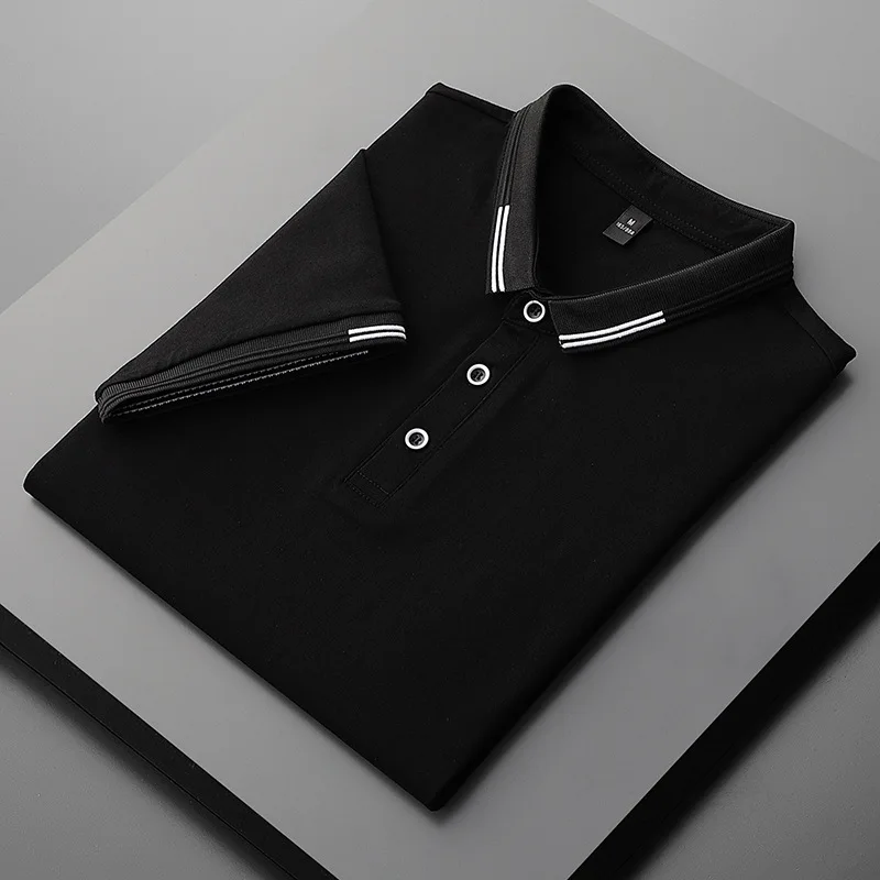 Men's Clothing Summer New Cotton Slim Fit Trend Business Casual Short Sleeve Turn-down Collar Polo T-shirt Breathable Tops