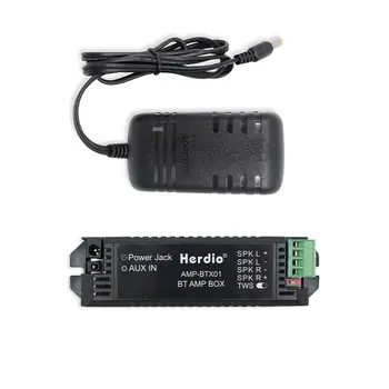 Herdio 12V3A EU/US/UK/AU Power Adapter Stereo Receiver 2 channels Bluetooth Amplifier Box For Bluetooth Ceiling Speaker Home