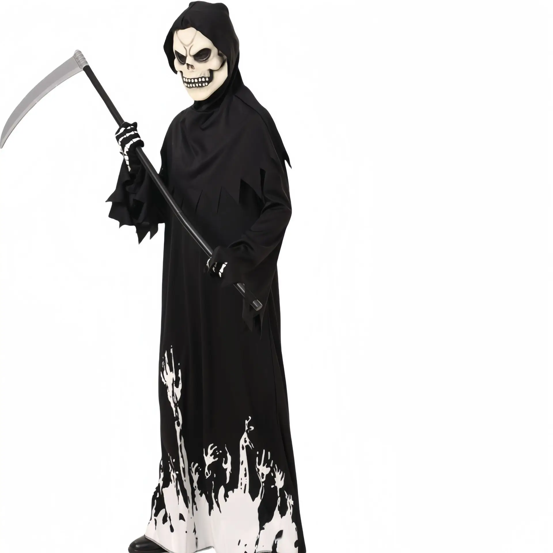 زي الهالوين التأثيري غريم ريبر زي جمجمة متوهجة أسود #3