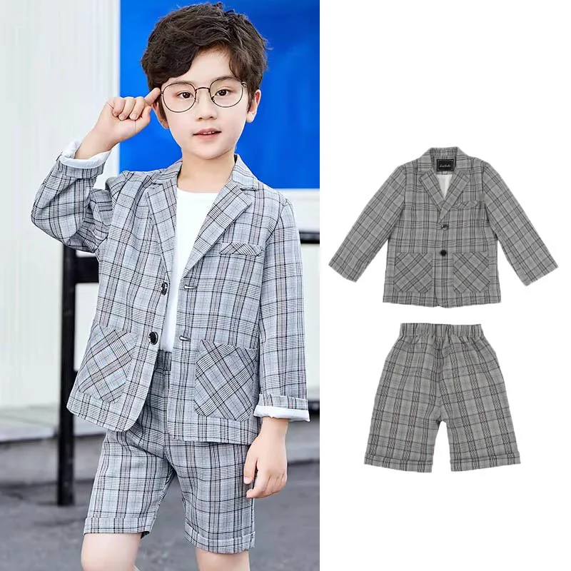 Low Price Clearance Stock Sale Boys Summer Jacket Pants/Shorts Photography Suit Kids Wedding Dress Children Host Costume