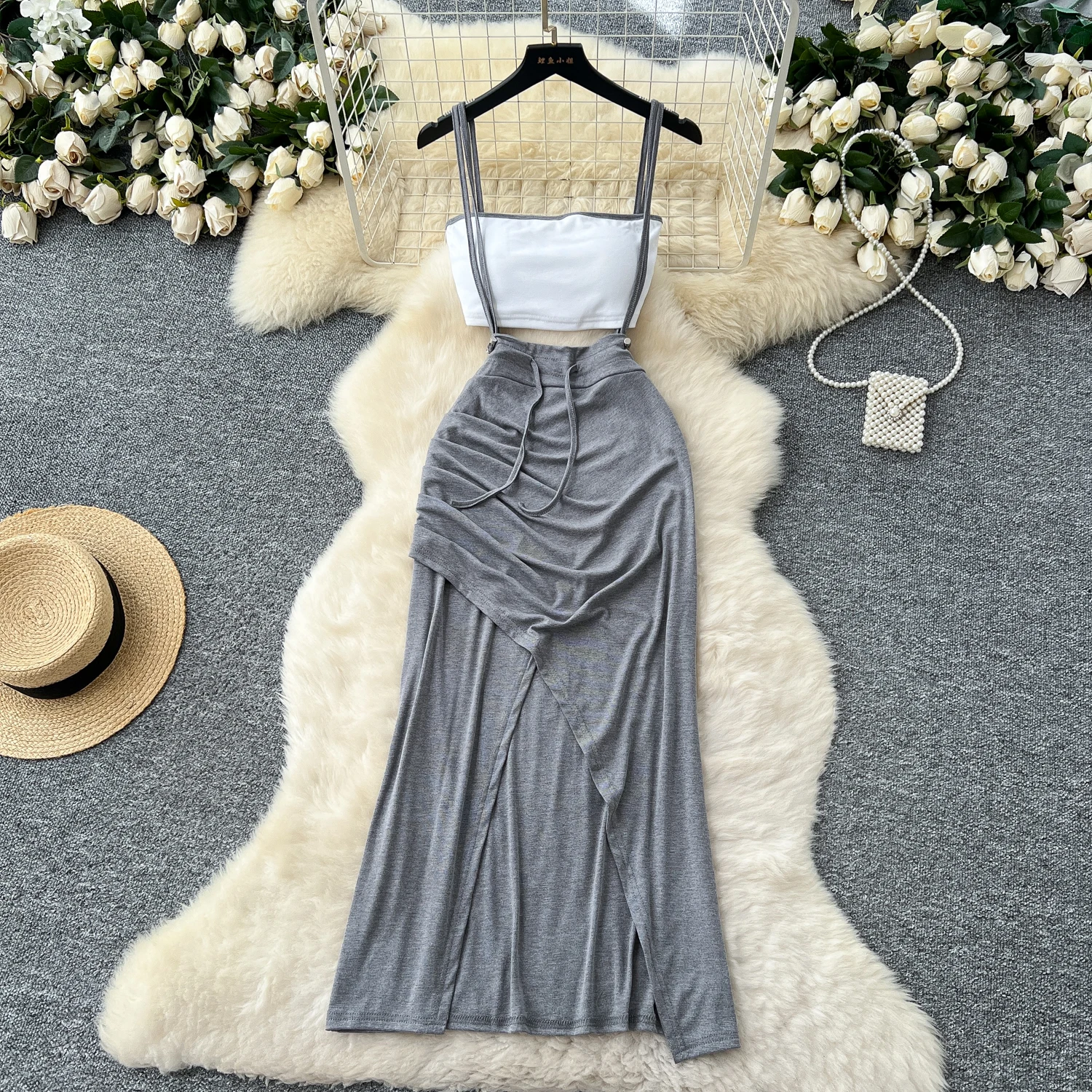 

Elegant asymmetrical split Beach Vacation Vestidos dress Slim Women Evening Party Summer Clothing