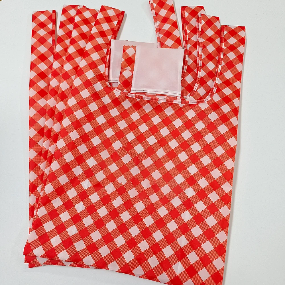 

Модная многоразовая складная сумка с шахматным узором, эко-акция, складная сумка-шоппер из полиэстера с квадратным чехлом