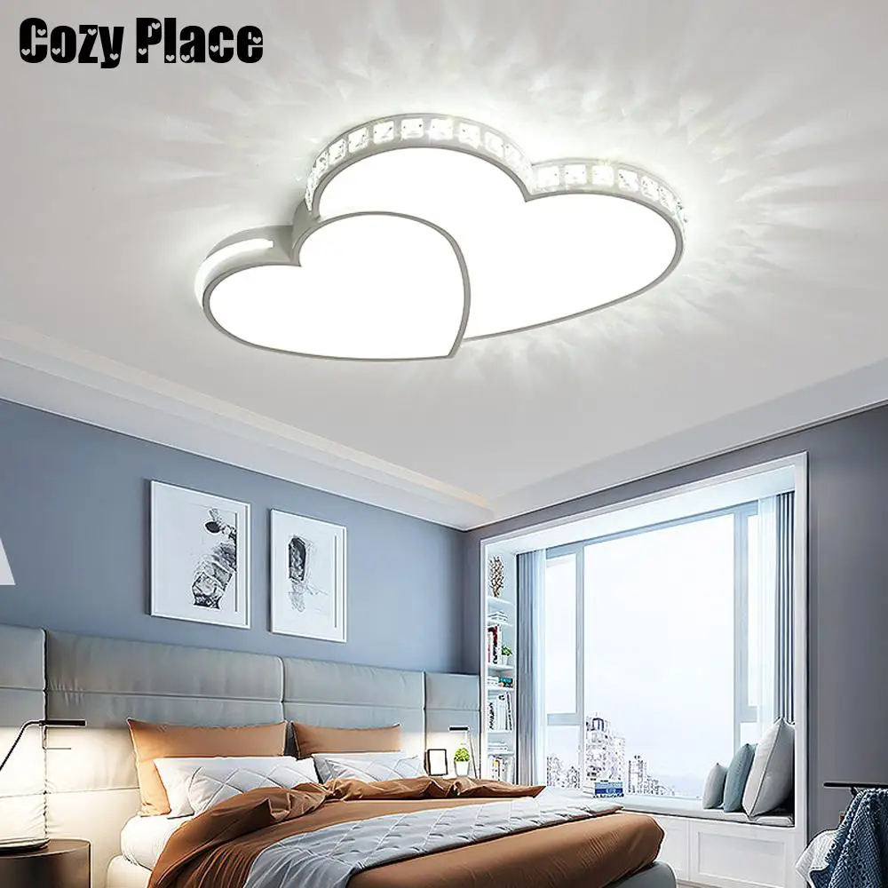 Heart-shaped Ceiling Light Creative LED Lighting Fixture for Children\'s Room Crystal Home Decor Chandelier Cartoon Ceiling Lamp