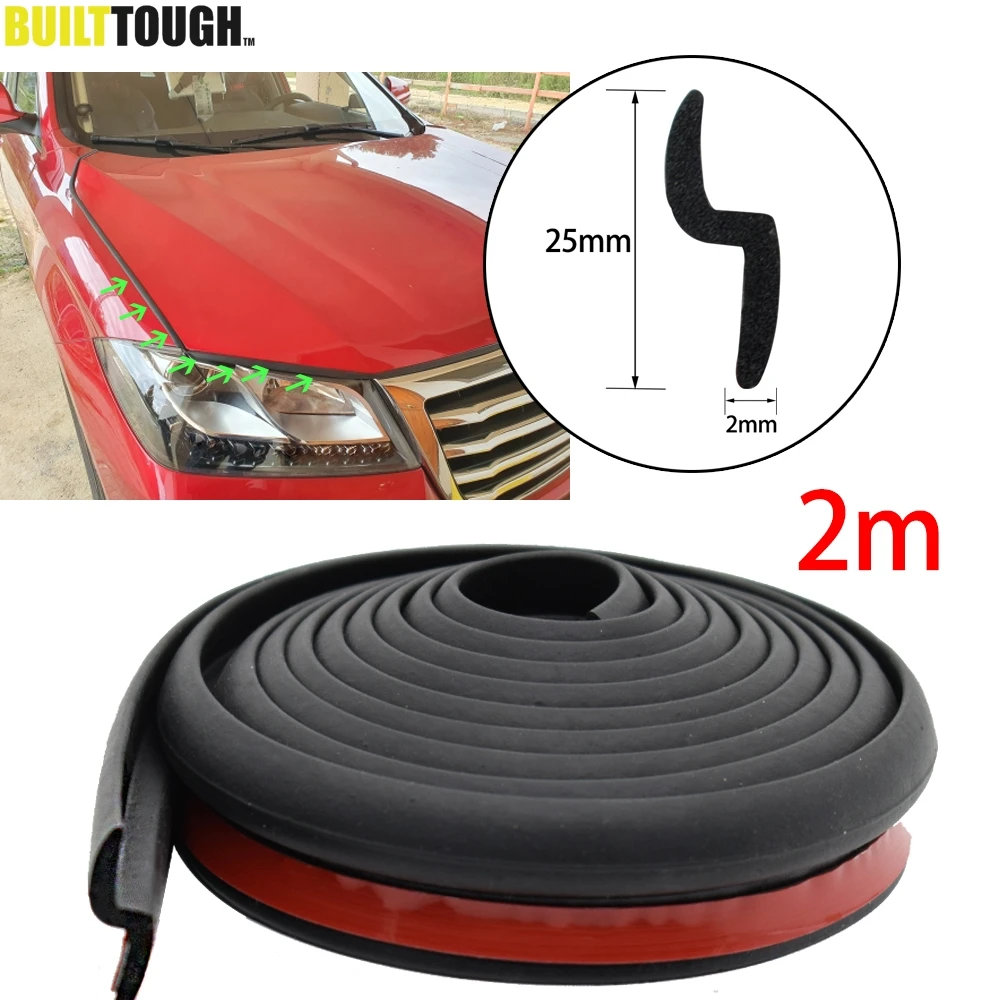 2m Universal Car Z-Type Seal Strip Weatherstrip Sticker Trim Noise Insulation Pillar Dashboard Elastic Protection Waterproof