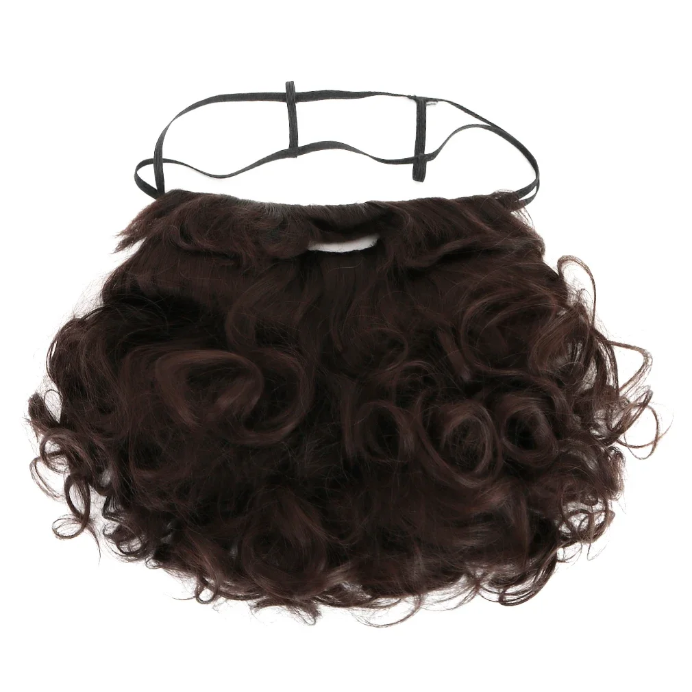 Accessorio per capelli uomo parrucca e barba di gesù marrone-Costume Cosplay per adulti ricci resistenti al calore festa di Halloween natale