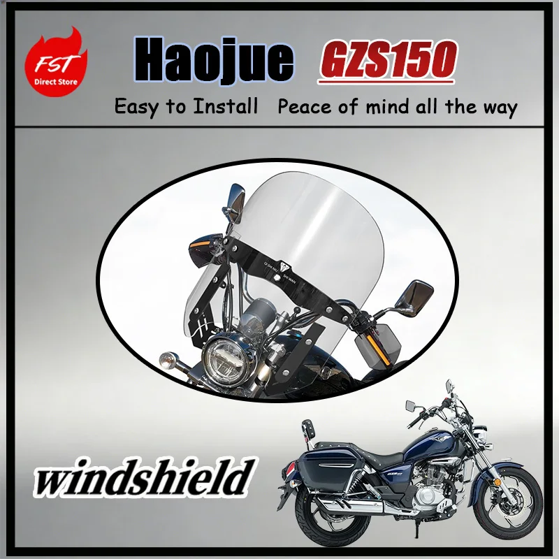 FOR Large Windscreen Fit Haojue GZS150 Indian Style Reinforced Thickened Wear Resistant Easy Clean Retro Cruiser Modification