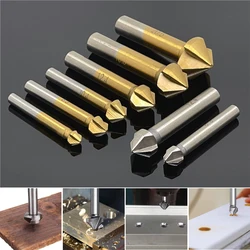 3 Flute Countersink Drill Bit Set HSS Titanium 90 Degree Chamfer Cutter Wood Metal Hole Countersunk Chamfering Woodworking Tool