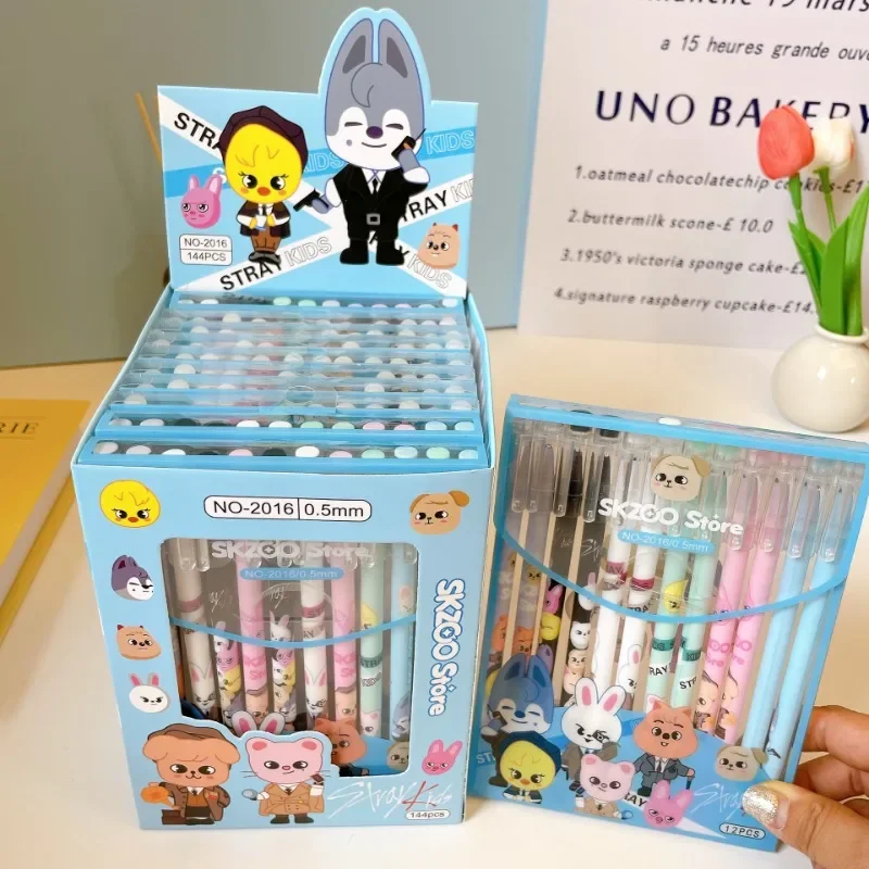

12PCS SKZOO High quality Pressure Pen Creative Peripheral Cartoon Printing Writing Pen Student Stationery Office Supplies