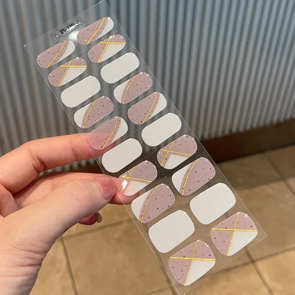20Tips Makaron Semi Cured Gel Nail Stickers Adhesive Full Cover Stickers for Nails UV Lamp Need Press On Nails DIY Manicure