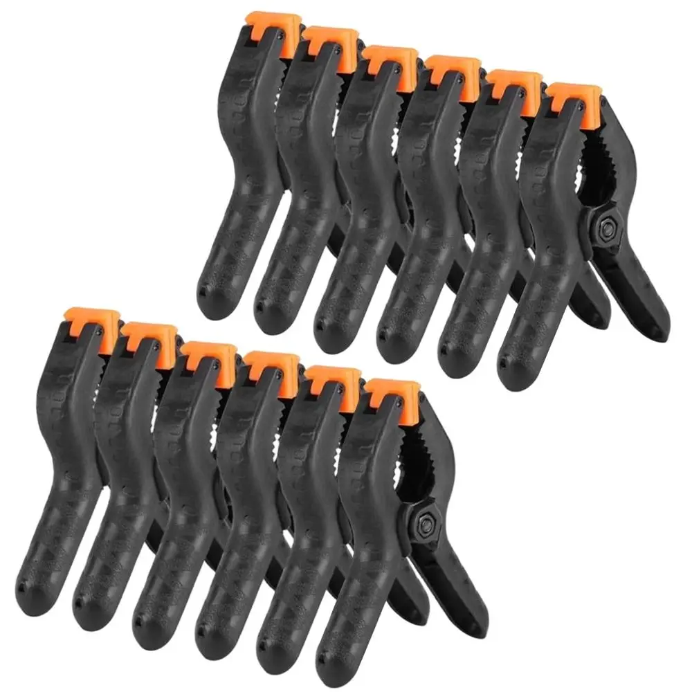 12pcs Versatile 3.5 Inch Spring Clamps Black Ridged Handle Nylon Spring Clamps Woodworking Clamps Balloon Arch