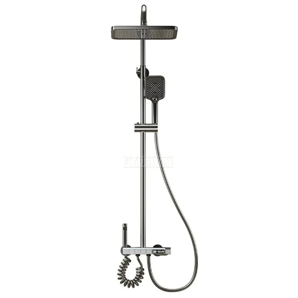 Shower bath set 4 Gears Brass bathroom shower faucet LED digital display bathroom pressure shower