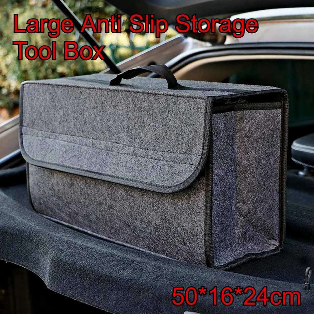 Large Anti Slip Compartment Boot Storage Organizer Tool Car Storage Bag Car Trunk Organizer Soft Felt Storage Box Accessories