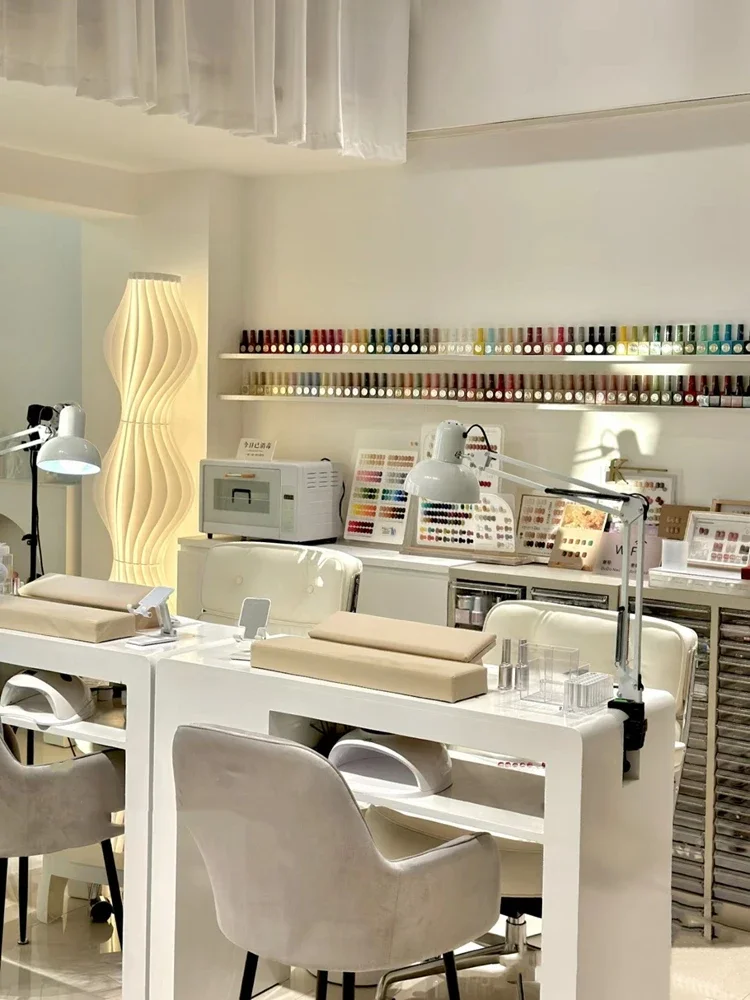 Table de Manucure Professionnelle Nordique Moderne en Bois, Meuble de Salon, Rangement Simple