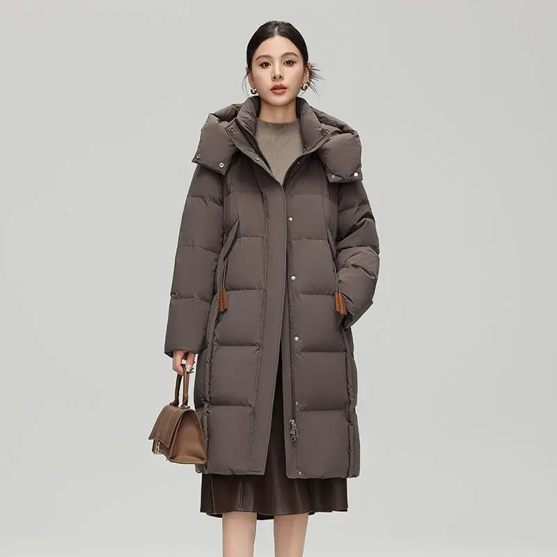 Winter Women's Down Jacket Commuting Windproof Hooded Warm White Duck Down Parkas