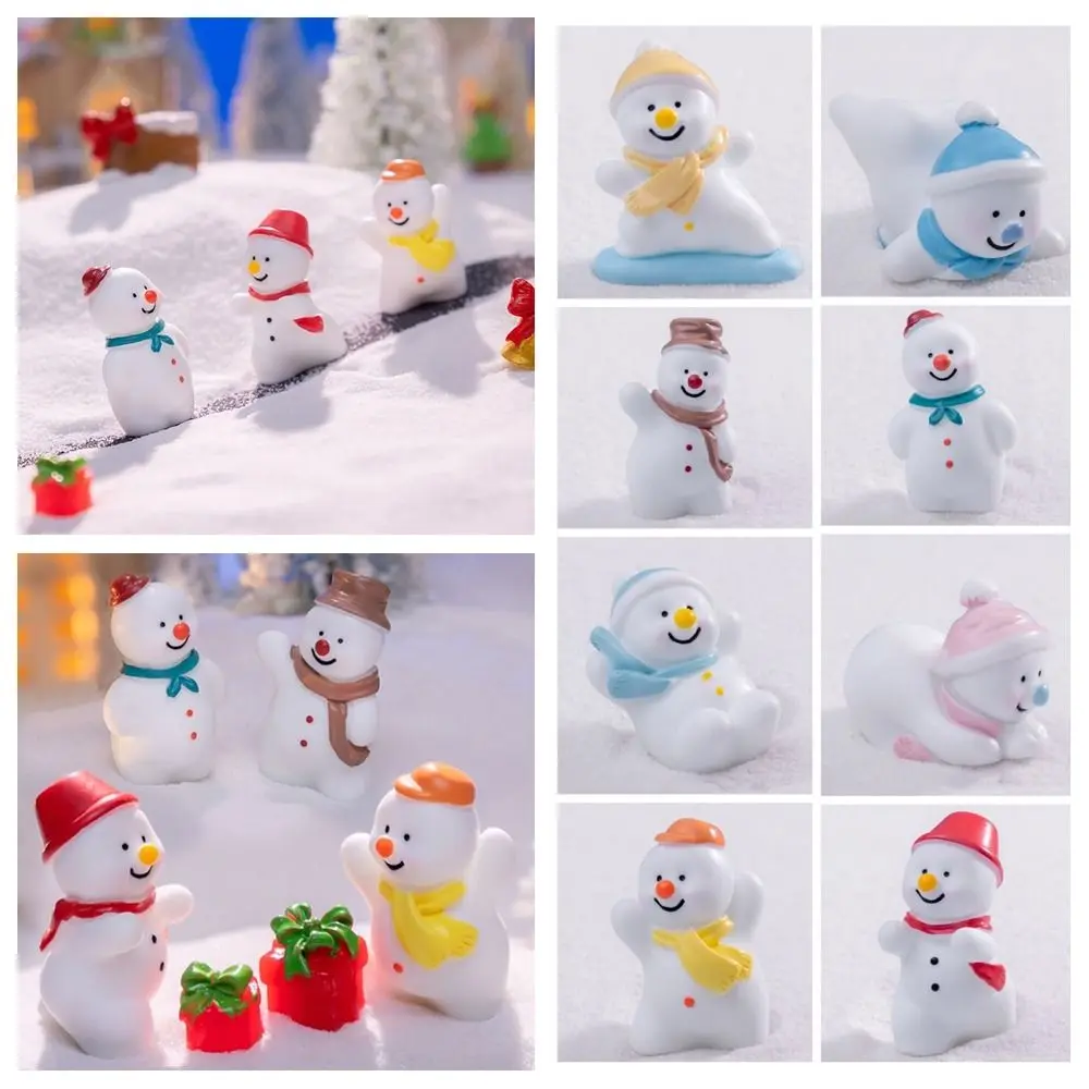 Gift Christmas Mini Snowman Figurine White Accessories Cartoon Snow Man Doll Fairy Garden DIY Desktop Knick-Knack