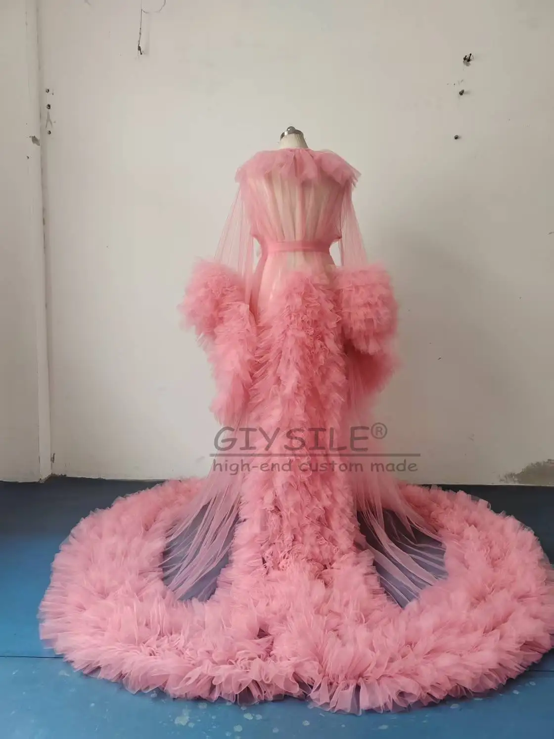 GIYSILE مخصص الزفاف الصباح رداء 2025 منتج جديد شير النساء الحوامل غرفة خاصة صور فستان كبير البطن فستان شبكي ناعم