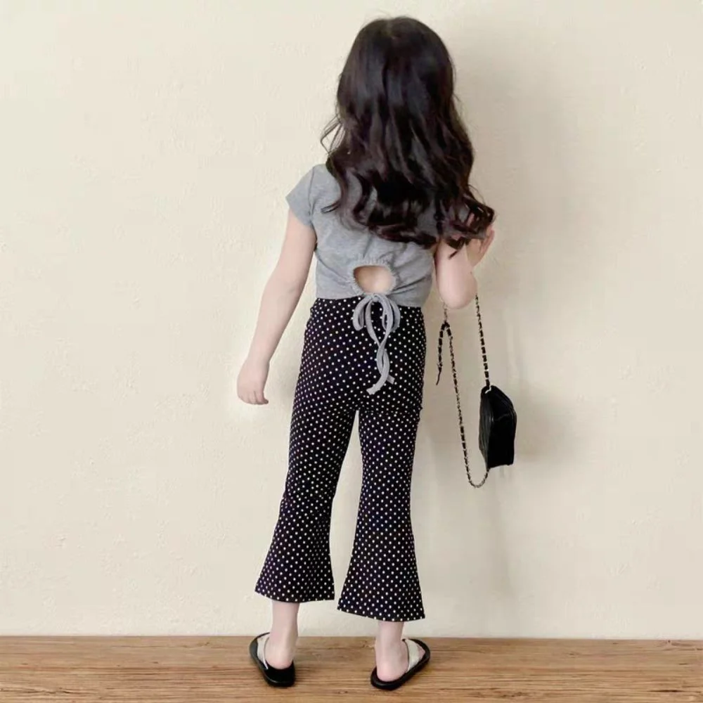 Temperament Lace Up Teens Bow T-shirts Korean Style Summer Slim Crop Top Short Sleeve Sweet Girl's Top Children