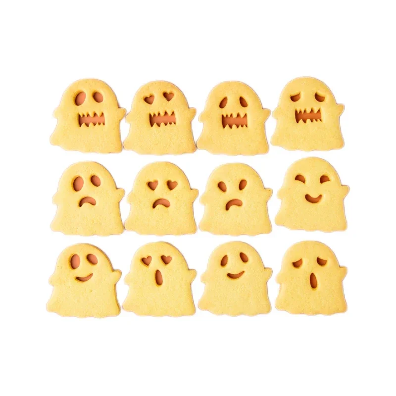 Halloween Ghost Cookie Embosser Mold Cartoon Cute Expression Cookie Cutter Set Fondant Frosting Biscuit Cake Decoration Tools