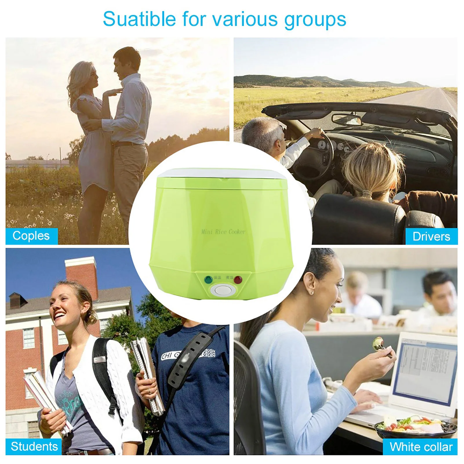 24 فولت وعاء طبخ الأرز الكهربائي 1.6L وعاء الطبخ المحمول متعدد الوظائف قدر الغذاء البخاري لشاحنة وعاء طبخ الأرز الكهربائي 140 واط
