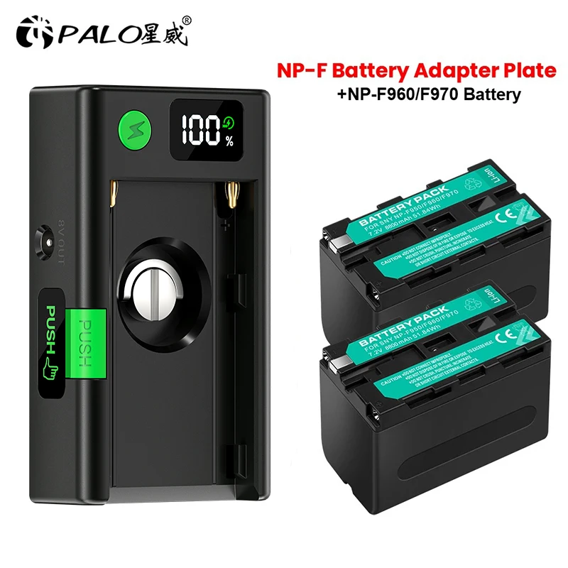 

PALO NP-F Battery Adapter Plate With Type-C Charging Port DC12V DC8V USB-A Output for Sony NP-F Battery+NP-F970 NP-F960 Battery