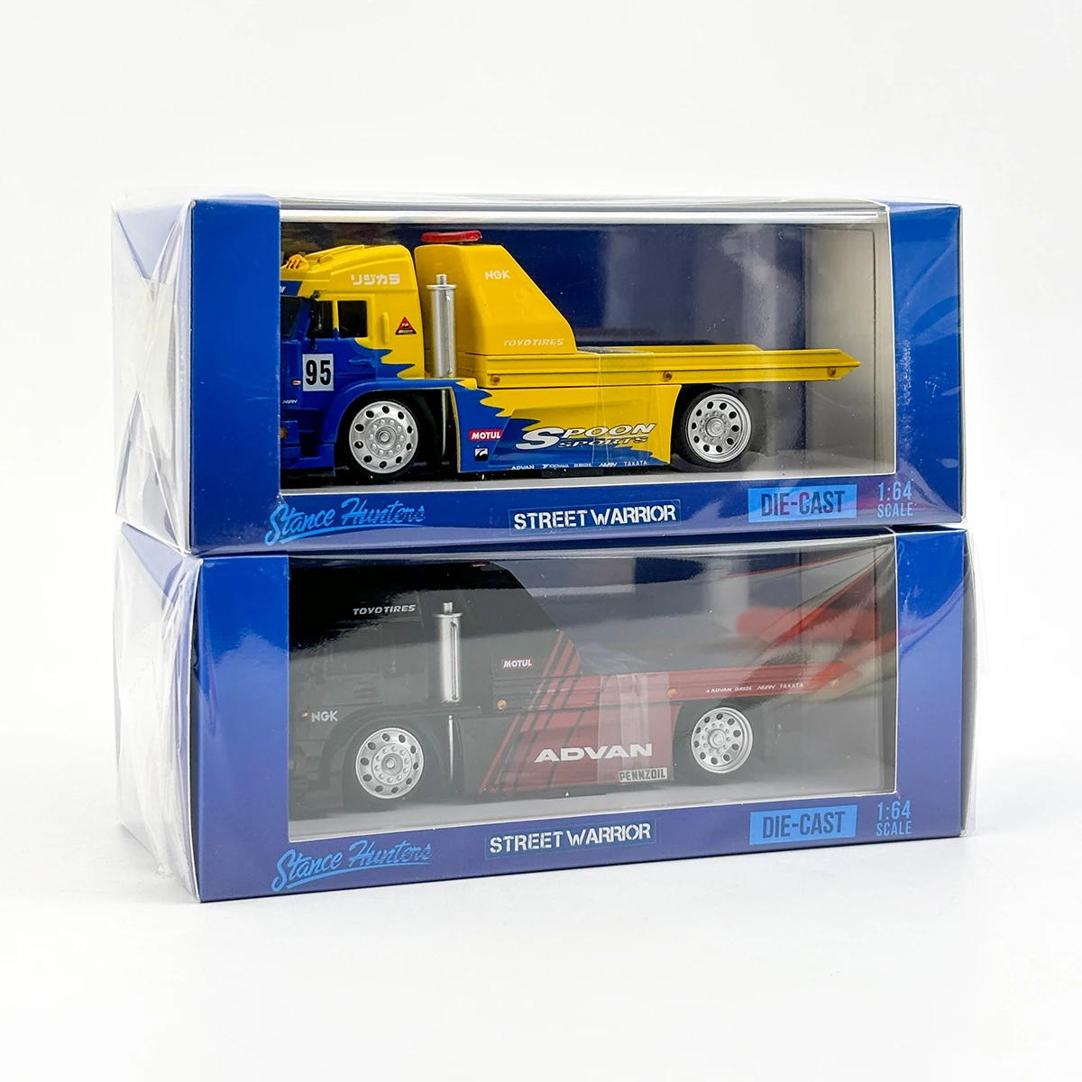 Diecast 1/64 Scale KamaZ Modified Transport Trailer Car Model Alloy KamaZ Spoon Advan Painted Car Model Collection Display