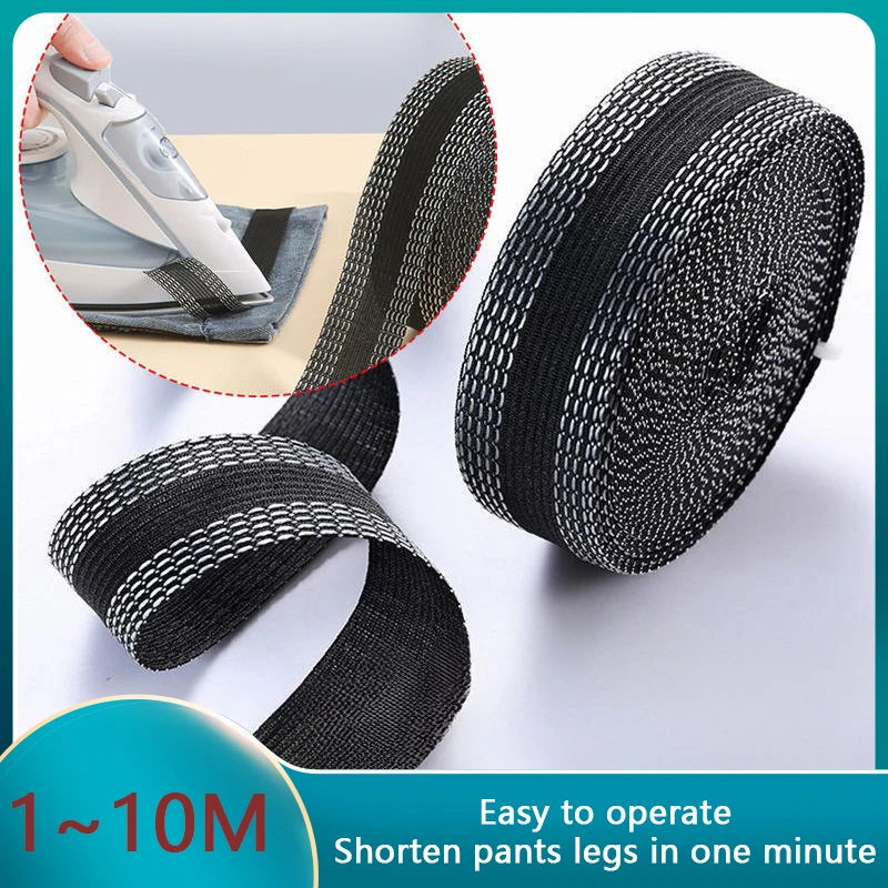 1~10M Self-adhesive Trousers Leg Sticker Pants Opening Shorten Paste Patch Clothing Iron-on Hem Fabric Tape Edge Sewing Supplies