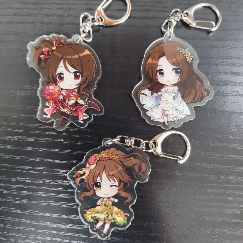 Anime THE IDOLM@STER CINDERELLA GIRLS Figures Shimamura Uzuki Shibuya Rin Acrylic Double-Sided Key Chains Cute Bag Pendant Toy