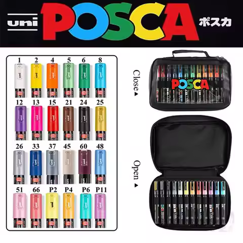 Uni Acrylic POSCA Marking Pen PC-1M/3M/5M Mixed Gift Box Set Rock Rotuladores Marking Art Pens DIY Graffitti Painting Supplies