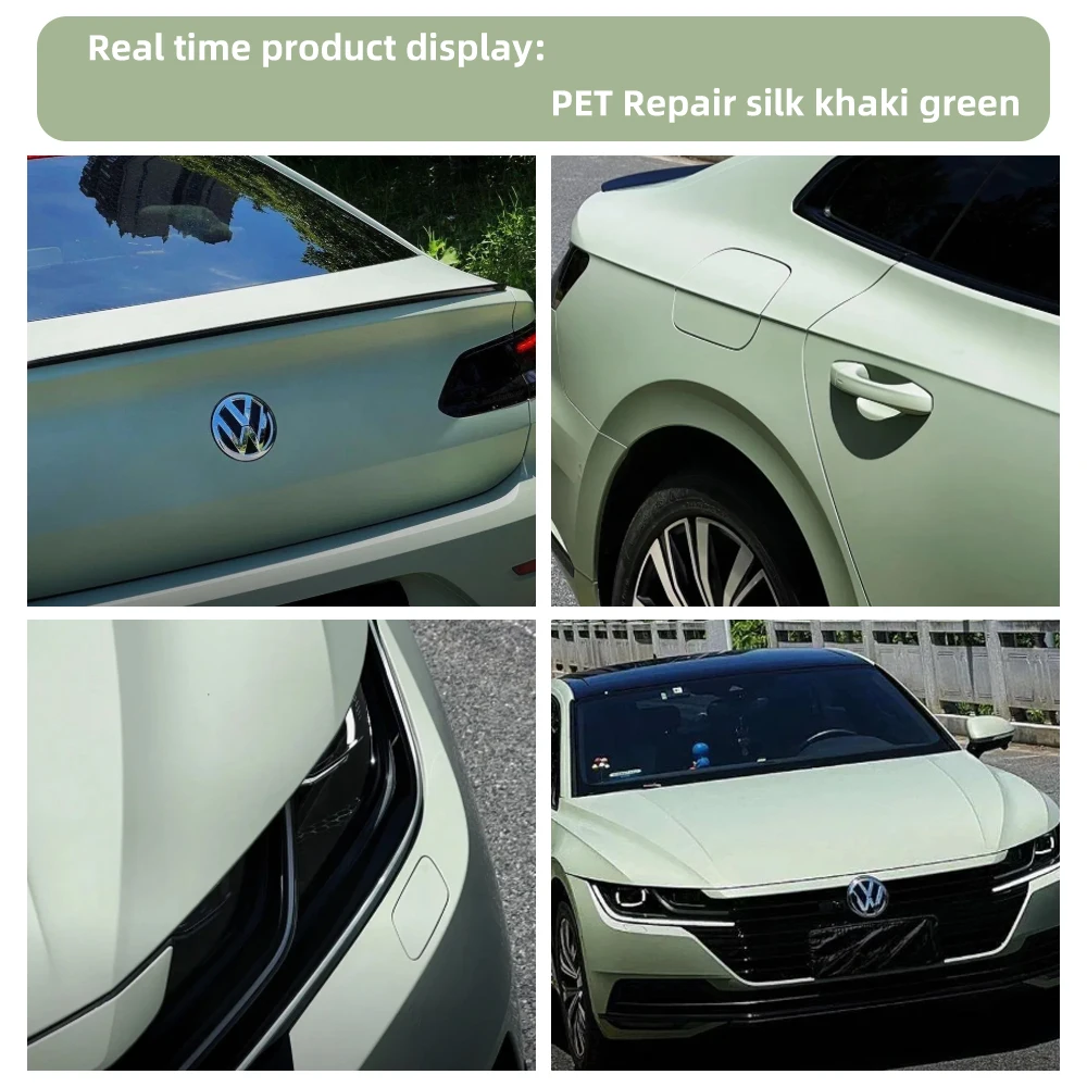 Matte Satin Khaki Green Full Car Wrap Vinyl PVC PET Auto Body Sticker Color Changing Film Roll Paint Protection 1.52X18M - view 4