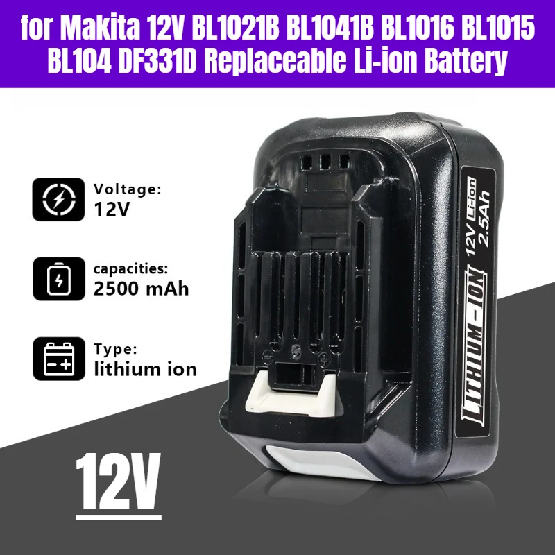 

12V Battery 3Ah 18650 Replaceable Li-ion Battery for Makita 12V BL1021B BL1041B BL1016 BL1015 BL104 DF331D