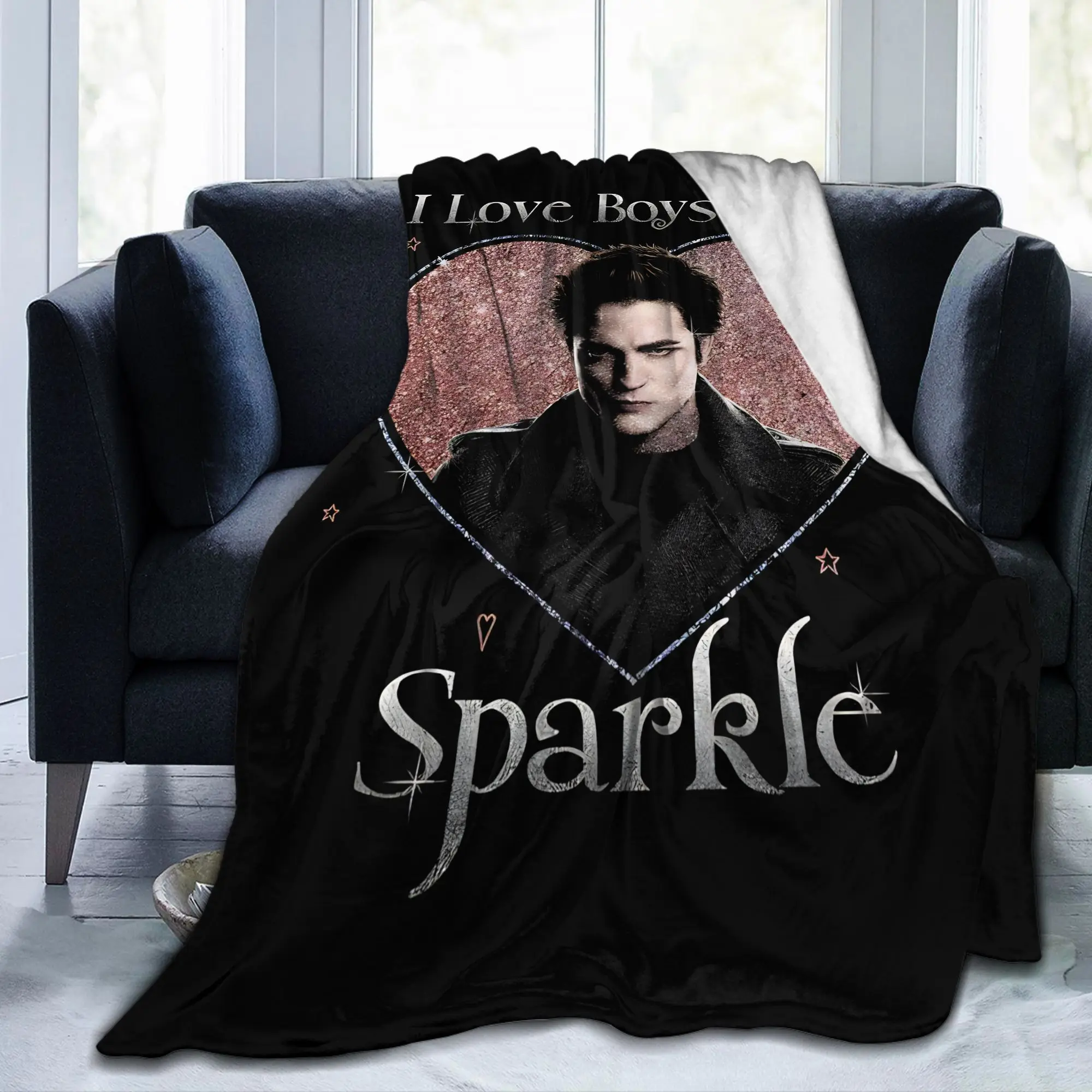 Twilights Vampire Edward Cullen Blankets Flannel Spring Autumn Sparkle Movie Portable Thin Bedding Throw Blankets for Outdoor